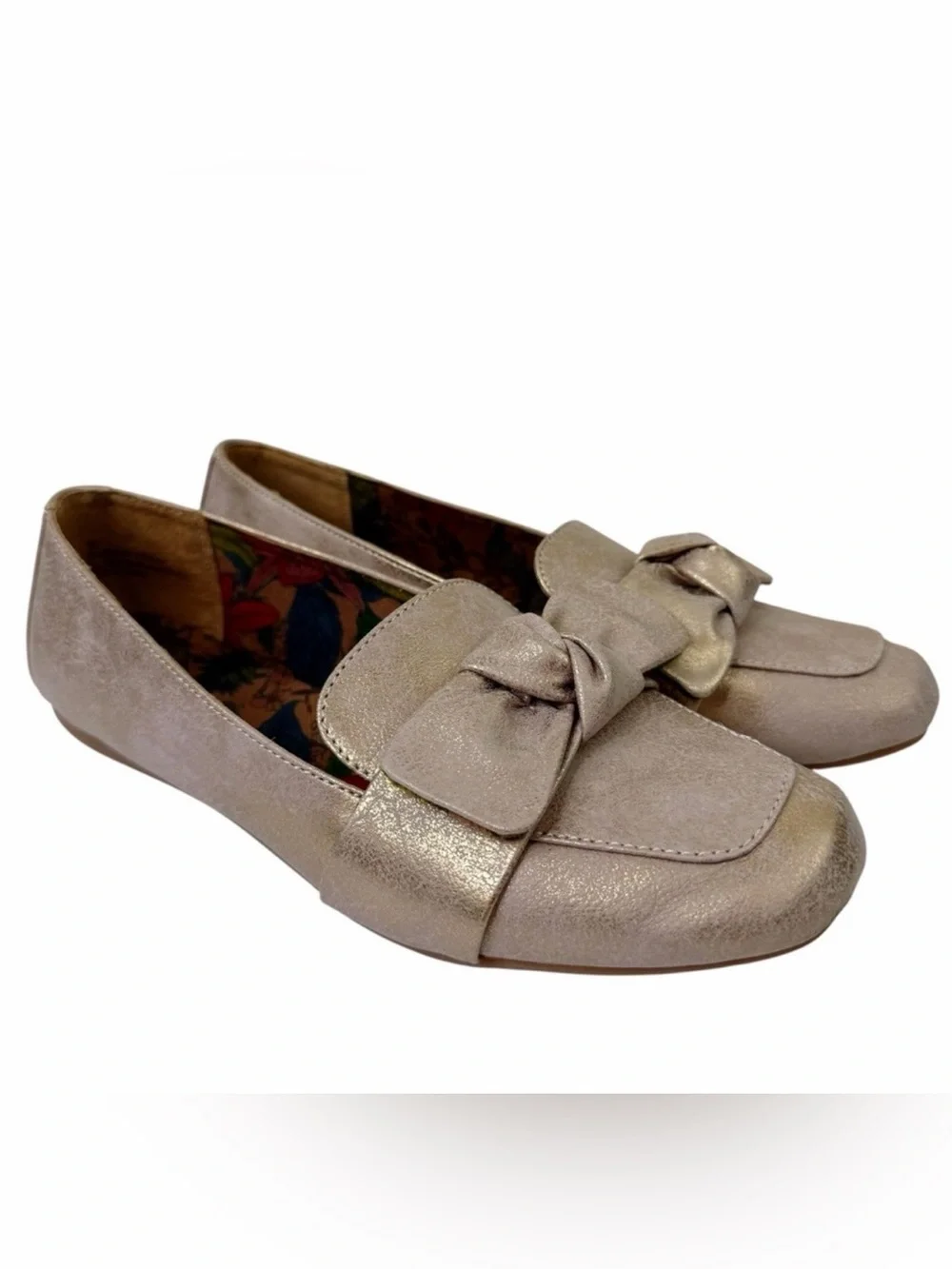 b.o.c. Paisley Bow Moc Toe Flats Slip On Metallic Shoes Women’s Size 9